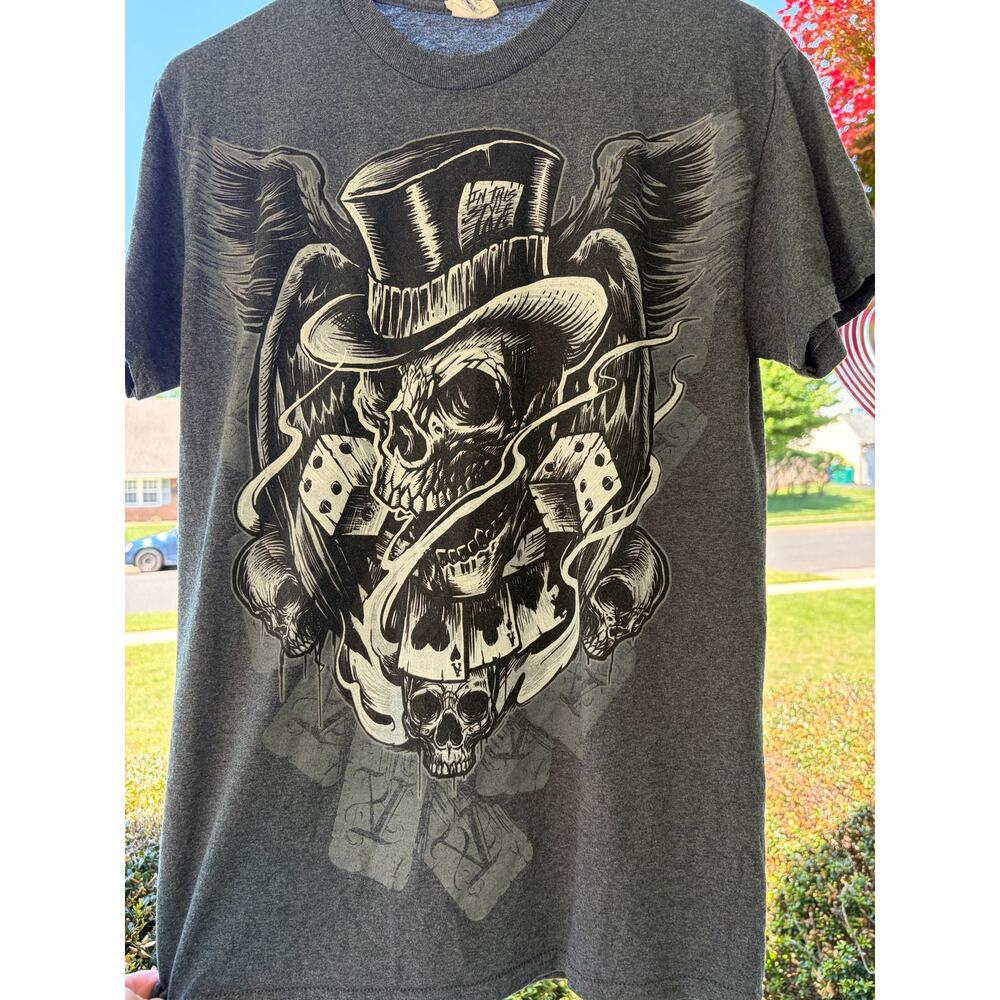 Gildan Skull Gambler T-shirt size small